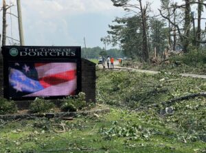 PHOTO Town Of Dortches Sign Is Still Standing After Tornado Where You Enter Town