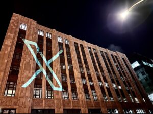 PHOTO Twitter's New X Logo Projected On Twitter Headquarters
