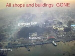 PHOTO Aerial Image Of Lahaina Labeled Showing Ferry Landing Banyan Tree Museum Schools Shops Kimos Fleetwood, Down the Hatch And All Buildings Gone