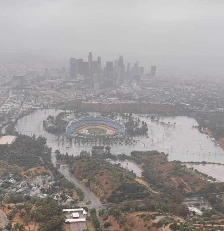 PHOTO Dodger Stadium Is Halfway Underwater Due To Hurricane Hilary 768x792 