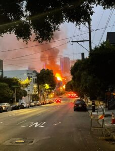 PHOTO Downtown San Francisco In Background While Hayes Valley Fire Burns