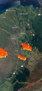 PHOTO Map Showing Makawao Hawaii Avoided Fire Damage From Fires Surrounding The Town