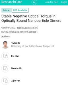 PHOTO Proof Tailei Qi Was Studying Nanoparticles And D Dimers