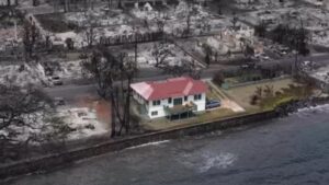 PHOTO Red House Made Of Concrete Survived Wildfire In Lahaina Owned By Pattie Tamura