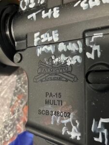 PHOTO Ryan Palmeter's Assault Rifle With Writing On It Including A Swastika