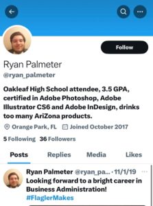 PHOTO Ryan Palmeter's Twitter Account Which Was Removed From The Internet
