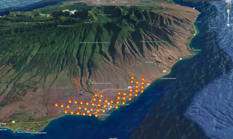 Photo Satellite Heat Detections Of Maui Hawaii Fires