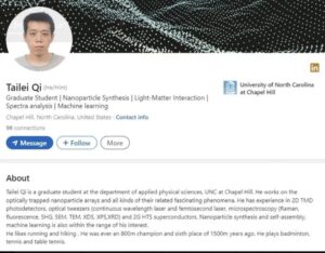 PHOTO Tailei Qi Used He Him Pronounds In His Career Bio And Wrote About His Obsession With Physics