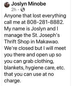 PHOTO Thrift Shop In Hawaii Offering To Help Wildfire Victims