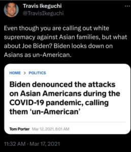 PHOTO Travis Ikeguchi Ripping Biden For Looking Down On Asians As Un-American