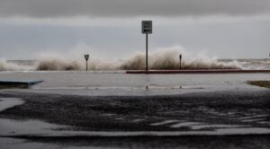 PHOTO Waves Crashing Over Onto The Road In Corpus Christi TX