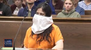 PHOTO Taylor Schabusiness Looking Hideous In A Spit Hood At Sentencing