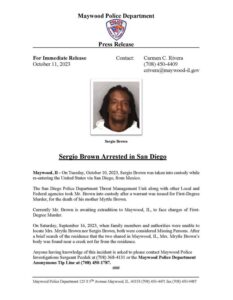 PHOTO Maywood Police Put Out Entire 1 Page Written Statement On Sergio Brown's Arrest