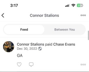 PHOTO Of Connor Stalions Public Venmo Transaction To Michigan Recruiting Intern Chase Evans With Description GA