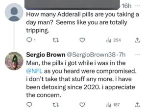 PHOTO Sergio Brown Saying He Doesn't Take Adderall Anymore And He's Been Detoxing Since 2020