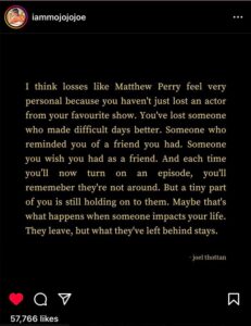 PHOTO Why People Who Never Met Matthew Perry Are Feeling Such A Huge Sense Of Loss And Heartbreak Over His Death