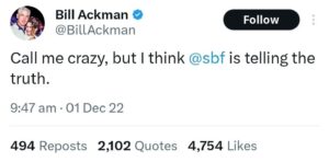PHOTO Bill Ackman Joking That Sam Bankman-Fried Was Telling The Truth