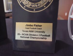PHOTO Jimbo Fisher's National Championship Trophy With A Blank Date On It