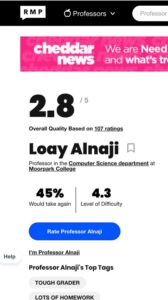 PHOTO Loay Alnaji's Teacher Rating Is Only 2.8 Out Of 5 From Students Who Reviewed Him