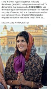 PHOTO Nikki Haley Using Her Fake Name While Dressed Up In Another Country