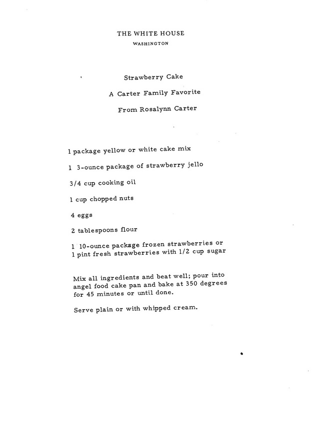 PHOTO Of Rosalynn Carter's Secret Strawberry Cake Recipe