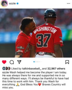 PHOTO Ozzie Albies Says Thank You To Ron Washington As He Moves To Manage The LA Angels