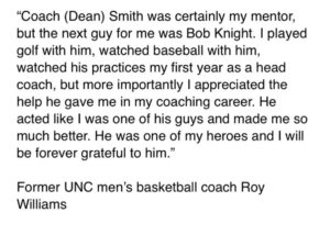 PHOTO Roy Williams Statement On The Passing Of Bob Knight