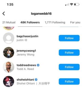 PHOTO Shohei Ohtani Followed Logan Webb On IG Fueling Ohtani To SF Giants Speculation