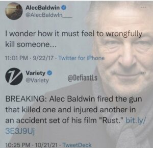 PHOTO Alec Baldwin Tweeted In 2017 That He Wondered How It Would Feel To Wrongfully Kill Someone