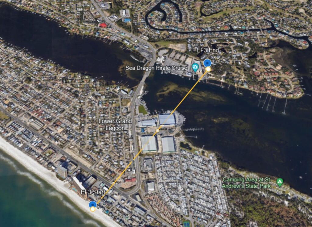 PHOTO Line Showing 70+ Mile Path Panama City Beach Tornado Took As It