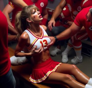 PHOTO Taylor Swift Dressed Like A Cheerleader Getting Manhandled In Chiefs Locker Room