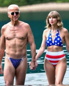 PHOTO Taylor Swift Holding Hands With Joe Biden While In Swimsuits On The Lake