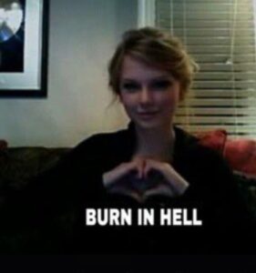 PHOTO Taylor Swift Making A Heart With Her Hands Burn In Hell Meme