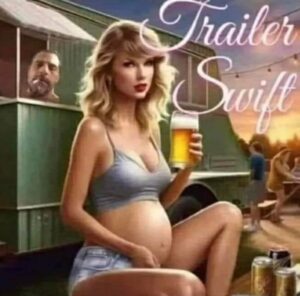 PHOTO Trailer Swift Drinking A Cold One Outside Her Trailer Park Home While Hunter Biden Is Smoking On Porch Meme