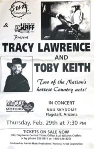 PHOTO Flier For Toby Keith Performing In Flagstaff Arizona At NAU Skydome Before He Died