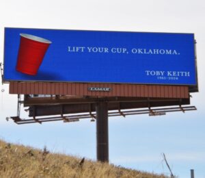 PHOTO Lift Your Cup Oklahoma Billboard On The Side Of The Road In Oklahoma To Honor Toby Keith After His Death