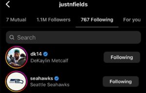 PHOTO Right After Justin Fields Unfollowed The Chicago Bears He Followed The Seahawks And Seahawks Players