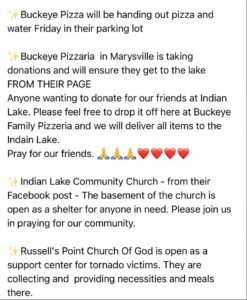 PHOTO Details On How Indian Lake Ohio Residents Can Get Assistance After Tornado