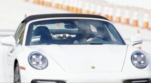 PHOTO Shohei Ohtani Leaving Dodger Stadium In White Porsche By Himself With Stuffed Animal In The Back Seat