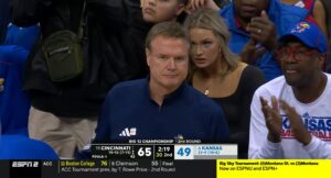 PHOTO Very Hot 11 Out Of 10 Blonde Checking Out Bill Self During Cincy Kansas Big 12 Tournament Game