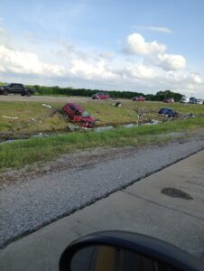 PHOTO Cars Laying Smashed On The Side Of The Freeway In Ardmore Oklahoma After Tornado Touched Down