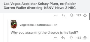 PHOTO Dude Got 82 Downvotes Just For Saying Why Do You Assume The Divorce Was Darren Waller's Fault