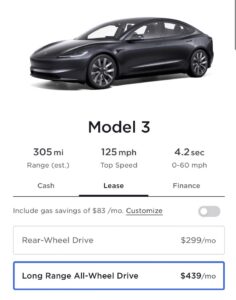 PHOTO Proof Tesla Lowere Model 3 Long Range Lease Rate To $439 A Month With Only $3K Down Payment