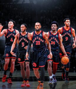 PHOTO Bronny James In A Toronto Raptors Uniform Playing Alongside Lebron James