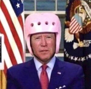 PHOTO Joe Biden Crashing Into White House Gates With A Helmet On Meme