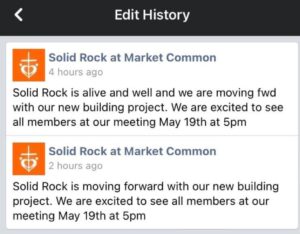 PHOTO John Paul Miller's Church Solid Rock Edited Post On Social Media About The Church Being Alive And Well And Then Took It Out