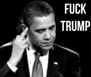 PHOTO Obama Pointing At His Head With Middle Finger Saying F*ck Trump Meme