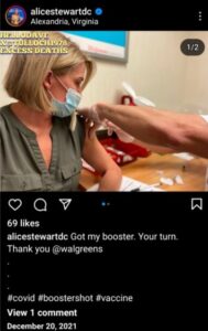 PHOTO Of Alice Stewart Getting Her Booster Shot At Walgreens