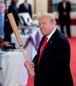 PHOTO Donald Trump Holding Baseball Bat Like He's About To Hit Someone With It Meme