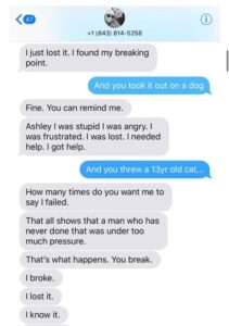 PHOTO Doug Benefield Admitting Over Text He Reached His Breaking Point While Arguing With Ashley